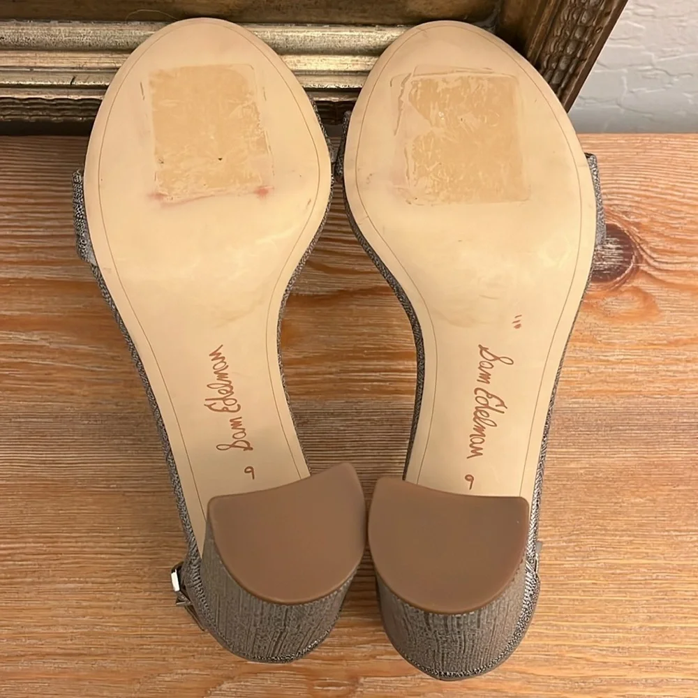 SAM EDELMAN Yaro Metallic Pewter Heels - Size 9